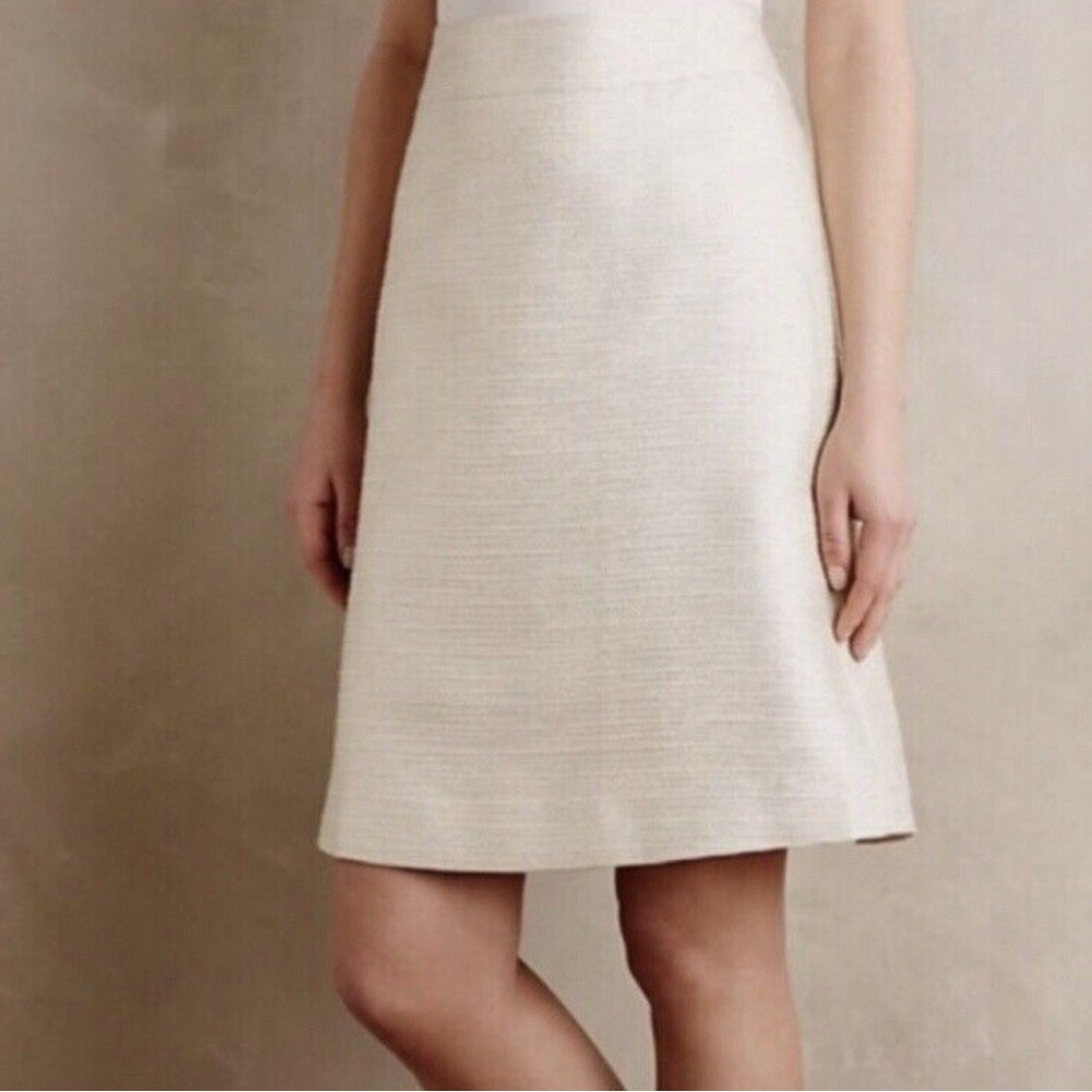 Anthropologie Paper Crown Cressida Timeless Cream Skirt
